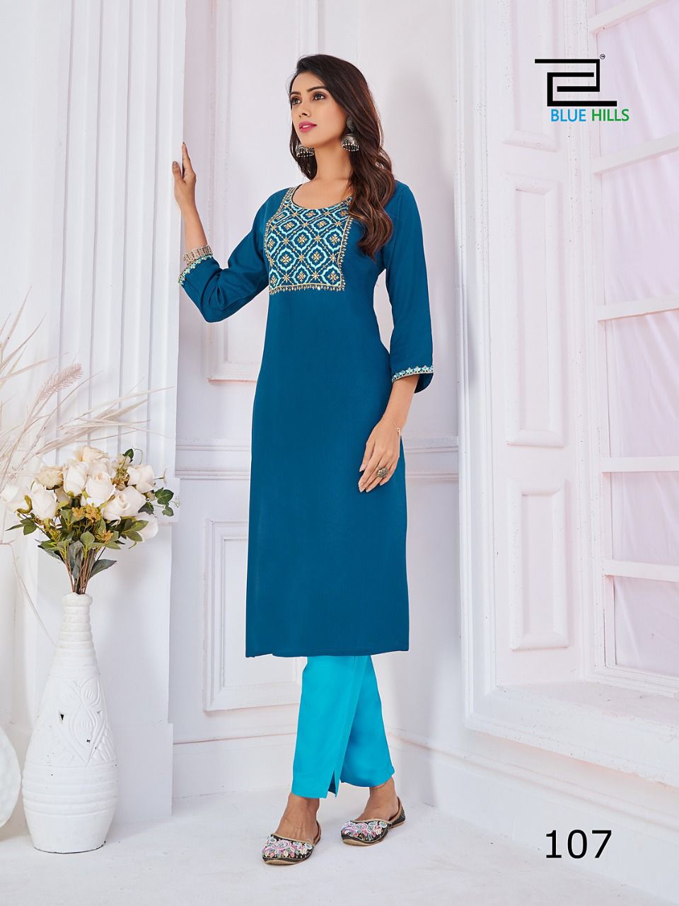 Blue Hills College Girl 1 Embroidery Wholesale Kurti Collection
